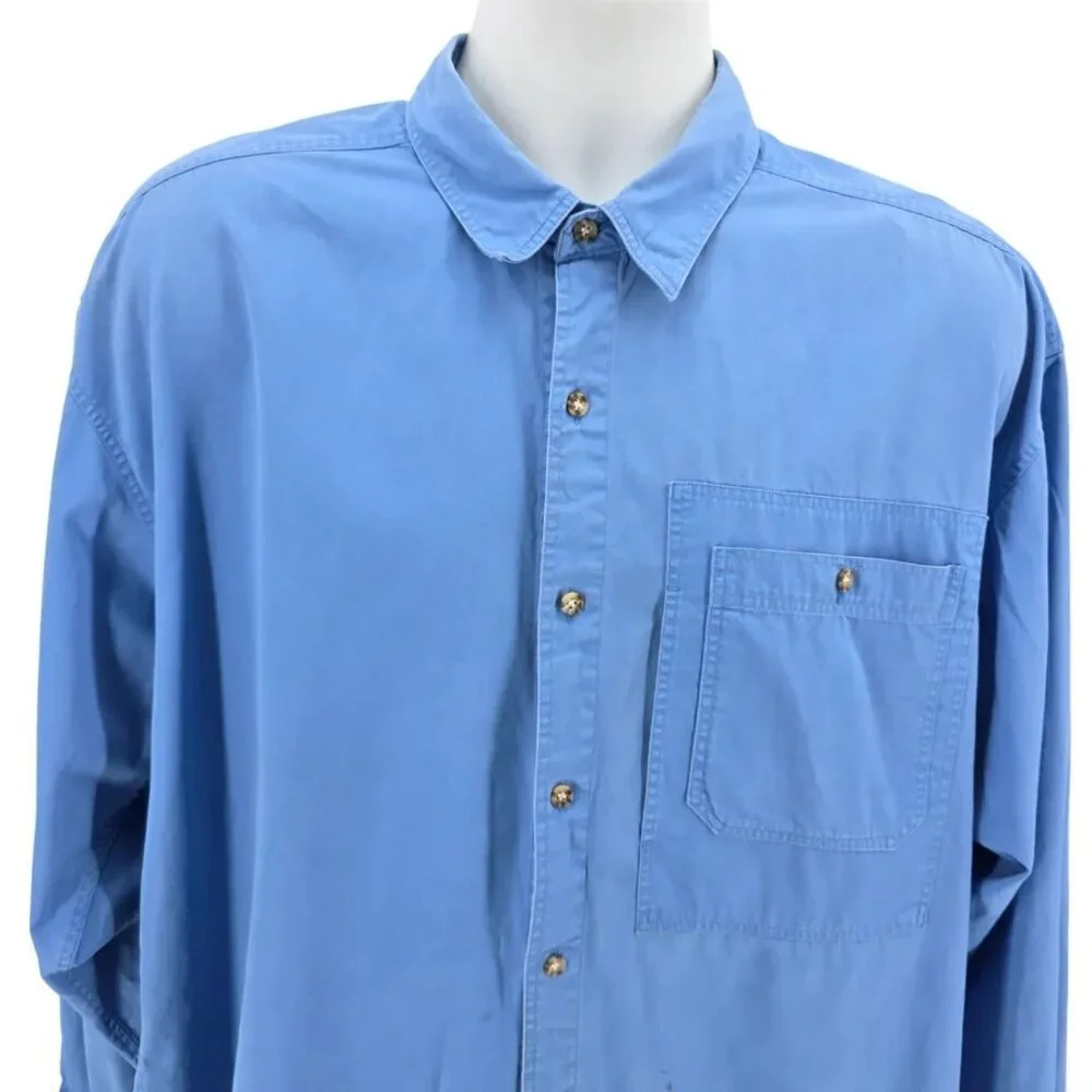Vintage The North Face Mens XL Shirt Harp Seal Button Down Blue Long Sleeve 90s